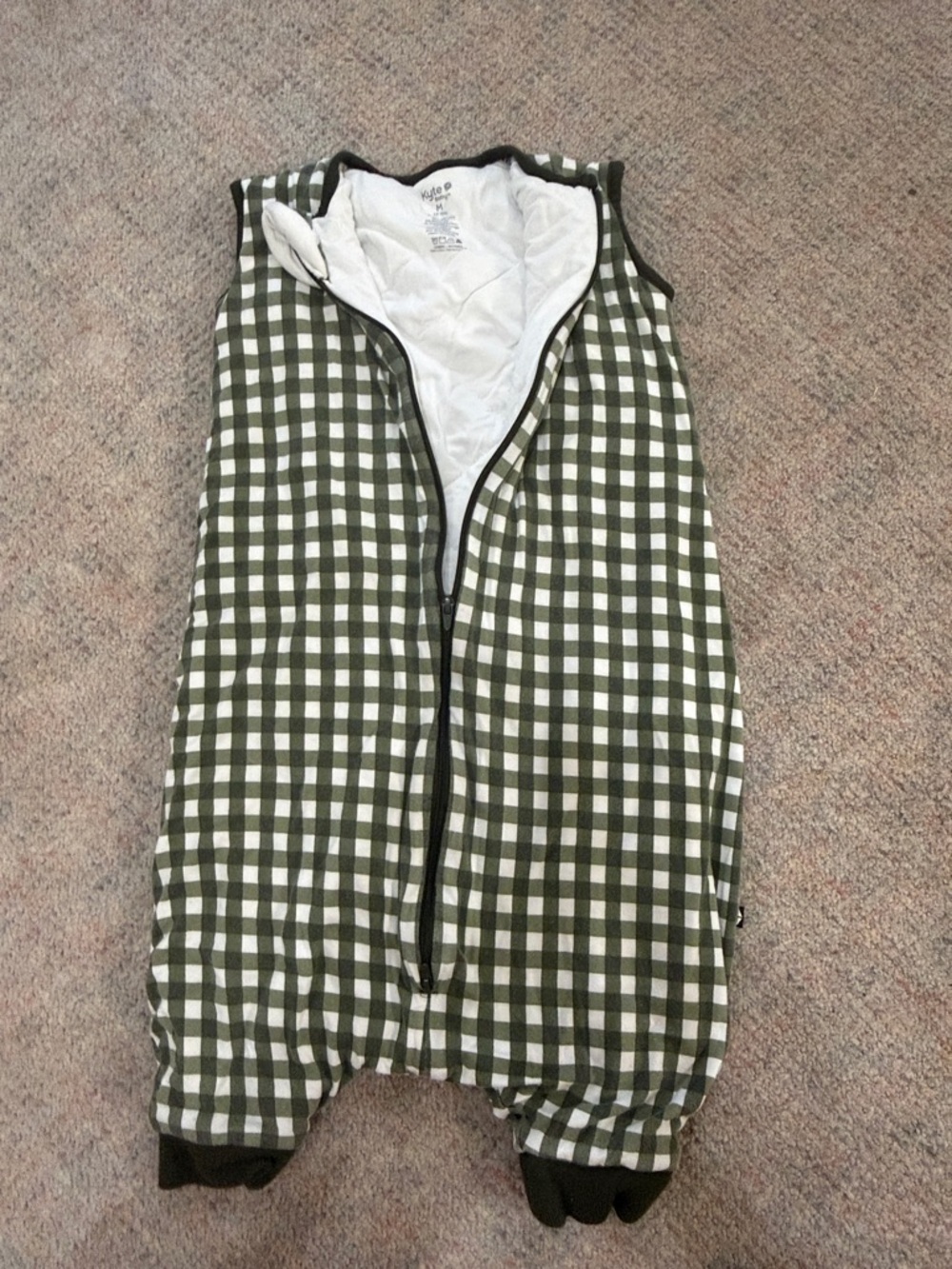 Kyte BABY Olive Green and White Check Sleep Sack